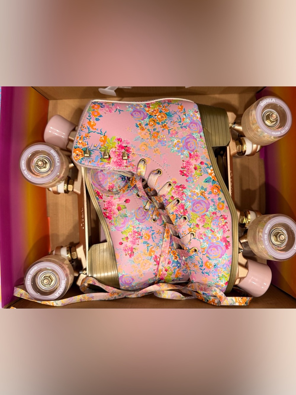 Impala -Cynthia Rowley Pink Floral Lace-Up Roller Skate Boots